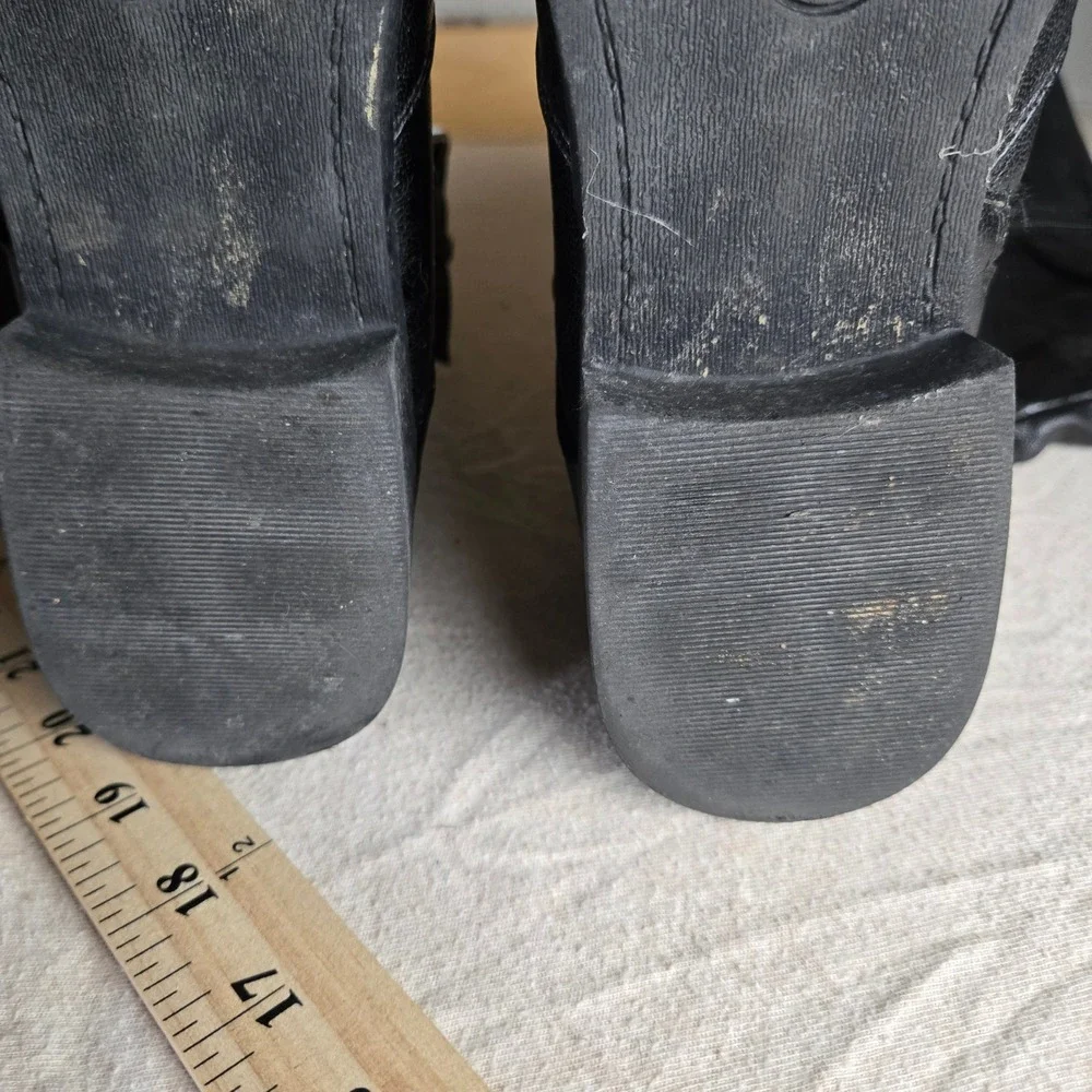 White Mountain Lancelot Tall Boots Womens 8M-WC Black Slouchy Buckle Moto